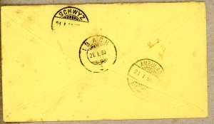 U.S. #216 cover Crescent City CA to Switzerland 1890 New Year cancel error sl...