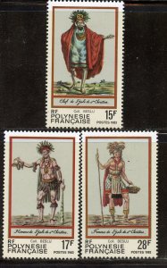 French Polynesia # 383-85, Mint Never Hinge.