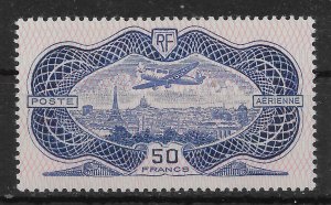 FRANCE SG541 1936 50f ULTRAMARINE ON ROSE MNH