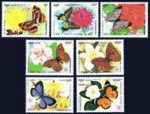 Cambodia 1175-1181,MNH.Michel 1253-1259. PHILANIPPON-1991,Butterflies,Flowers.