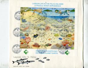 Palau First day of issue Lagun Life Used Souvenir Sheet on large Cover 6294