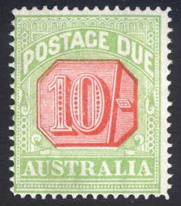 Australia 1921 10s Grn&Car Postage Due P14 Wmk13 Scott J48a SGD86 MNH Cat$2,600