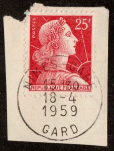 France  #756, Used, Cancelled NIMES-GARE, GARD, 18-4-1959