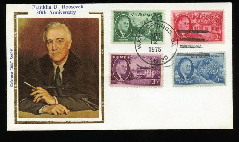 30th Anniv of Death Franklin Roosevelt, Colorano Silk Cachet