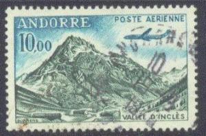 Andorra-French C8 Used 1964 10fr Airmail CV $4.50