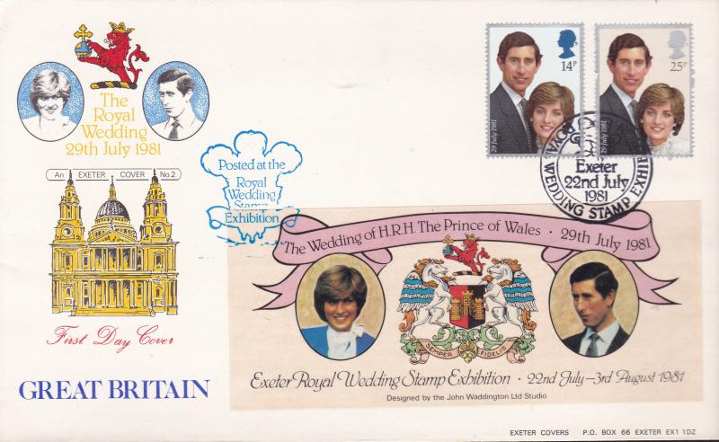 Great Britain 1981 Royal Wedding Princess Diana FDC w/ Souvenir Label VF