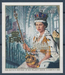 [116576] Aitutaki 1986 Royalty 60th Birthday Queen Elizabeth Souvenir Sheet MNH