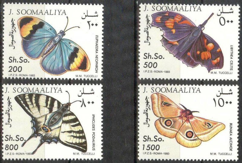 {V} Somalia 1993 Butterflies set of 4 MNH **