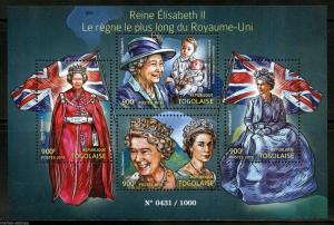 TOGO 2015 QUEEN ELIZABETH II LONGEST REIGNING BRITISH   MONARCH SHEET  MINT NH