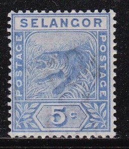 Album Treasures Malaya Selangor Scott # 27   5c  Running Tiger  Mint Hinged