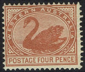 WESTERN AUSTRALIA 1902 SWAN 4D WMK V/CROWN PERF 12.5