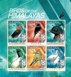 Bhutan 2000 - Himalaya Animals Birds - Sheet of 6 Stamps - Scott #1265 - MNH