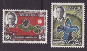 Jamaica-Sc#150-1- id6-unused og NH KGVI set-Maps-Boy Scouts-1952-