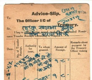 India States INDORE HOLKAR Garoth *TREASURY* Postal Stationery 1945 Card AC164