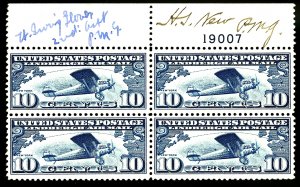 U.S. #C10 MINT AUTOGRAPH PL# BLOCK OF 4 OG NH