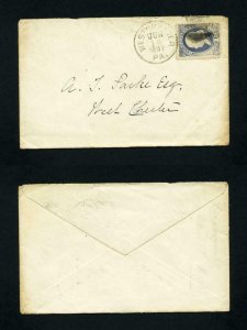 # 206 on cover from West Chester, Pennsylvania to West Chester, PA - 6-14-1887