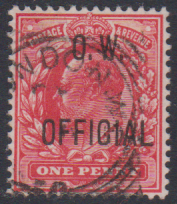 GB 1902 OW OFFICIAL 1d SCARLET USED SG037 CAT 