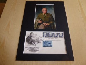 General Dwight Eisenhower WWII USA FDC Cover mounted photograph mount size A4