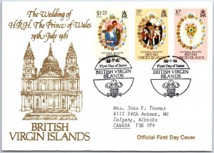 FIRST DAY COVER ROYAL WEDDING PRINCE CHARLES & PRINCESS DIANA BRIT VIRGIN ISLAND