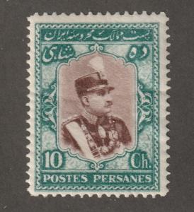 Persian stamp, Scott# 749, mint hinged, 10ch, blue green/chocolate, # B-32