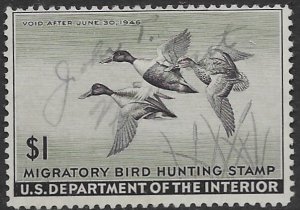 US RW 12  1945  $1 Federal Duck Stamp fine used