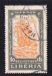 Liberia 1932 10c gray & orange Registration, Scott F32 CTO, value = 60c