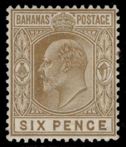 BAHAMAS EDVII SG74, 6d bistre-brown, M MINT. Cat £17.