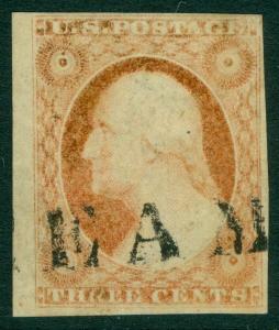 USA : 1861. Scott #11A Position 66R2L. Double transfer 'GENTS' Ex. Skinner