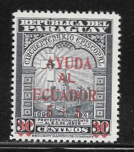 Paraguay Scott B11 Unused LHOG - 1949 Ecuador Earthquake Victims Issue