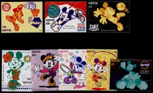 Nevis 829-36 MNH Disney, Mickey playing sports, Minnie Mouse