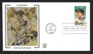 UNITED STATES FDC 25¢ Lou Gehrig 1989 Zaso Silk