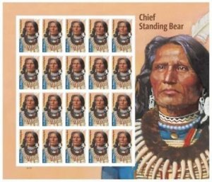 US Chief Standing Bear NDC/Imperf Sheet of 20 Stamps MNH 2023 Ships 19 May