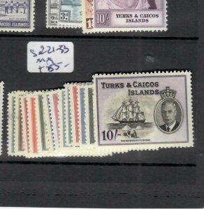 TURKS & CAICOS ISLANDS (P2012B) KGVI SET TO 10/-    SG 221-233   MOG 