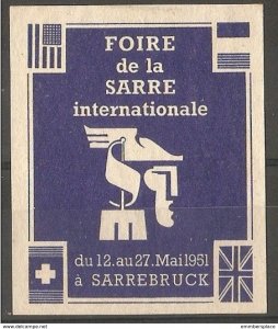 France - 1951 Sarre International Fair publicity  poster stamp  (90417)