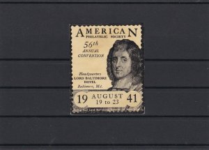 American Philatelic So. 56th Convention 1941 BaltimoreHQ Mint No Gum Stamp 22635