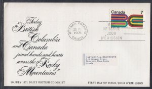 Canada Scott 552 FDC - British Columbia Centennial