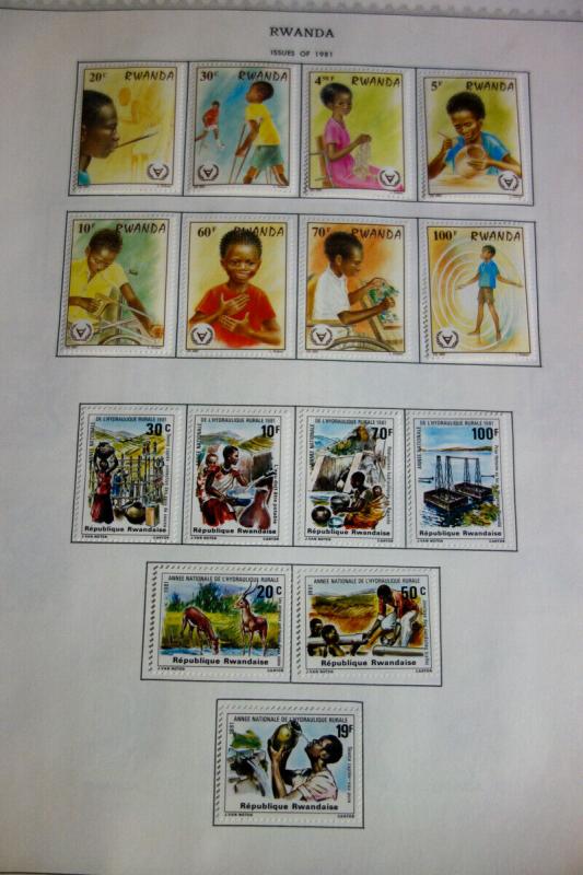 Rwanda Beautiful Mint Stamp Collection 1970-1990 on Pages