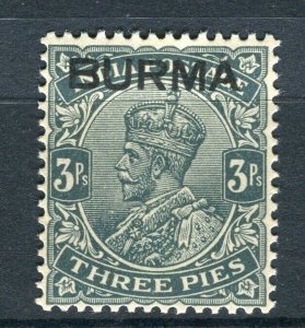 BURMA; 1937 early GV Optd. issue Mint hinged 3a. value