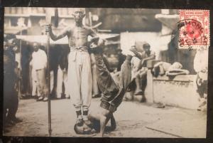 1930 Hong Kong RPPC Real Picture Postcard cover to Turin Italy Kung Fu Practice