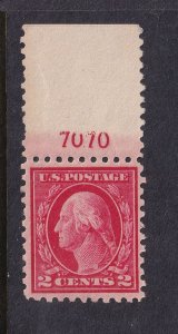 1914 Washington 2c Sc 425 MNH with original gum, plate number Hebert CV $19 (JA