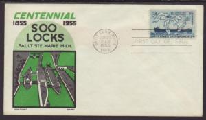 US 1069 Soo Locks Cachet Craft U/A FDC