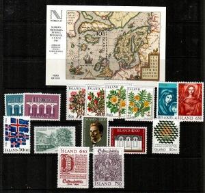 Iceland Scott 586-601 Mint NH (1984 Year Set) - Catalog Value $40.15