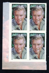 SC# 4892 - (49c) - Legends of Hollywood, Charlton Heston, MNH Plate Block