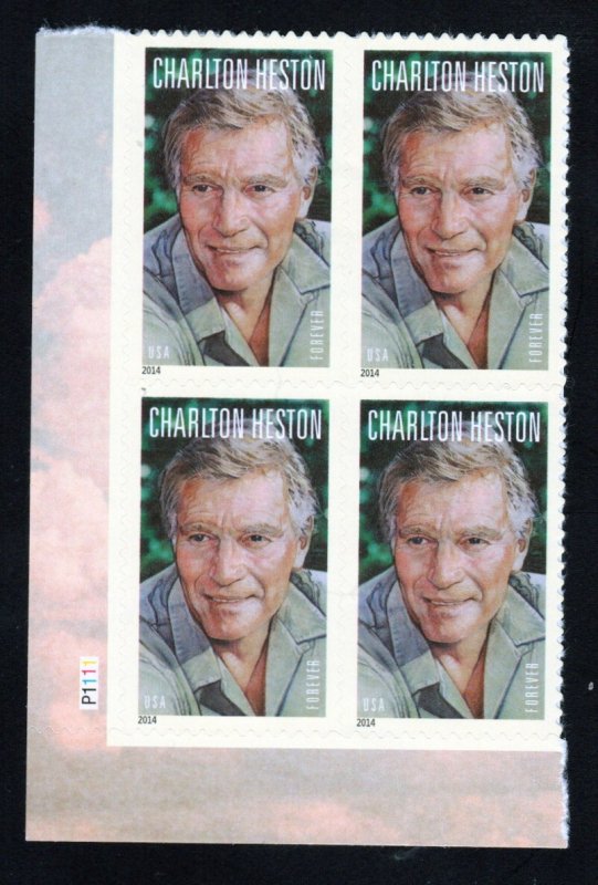 SC# 4892 - (49c) - Legends of Hollywood, Charlton Heston, MNH Plate Block