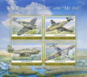 Maldives - 2020 World War II Planes - 4 Stamp Sheet - MLD191112a