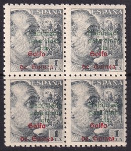 Spanish Guinea 1949 Sc 302 var block MNH** wide overprint spacing
