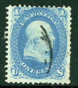 USA 1861 Franklin 1¢ Ultramarine Scott #63a Fine Used D531 ⭐⭐⭐⭐⭐⭐