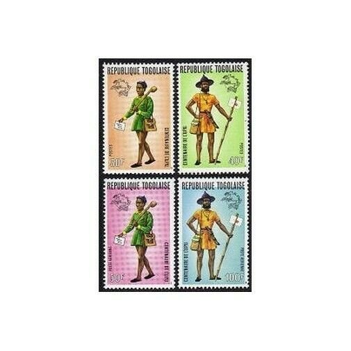 Togo 873-874,C222-C223a perf,imperf,MNH. UPU-100,1974.Mailman,different uniform.