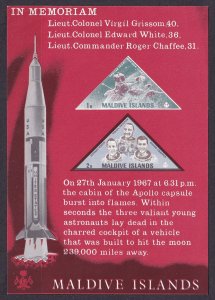 1968 Maldive Islands 261b-262b/B8b Lunar Orbiter and Mariner,Apollo 1 crew 7,00€