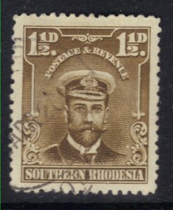 Southern Rhodesia 1924 - 29 KGV 1 1/2d Bistre Brown Used SG 3 ( J676 )